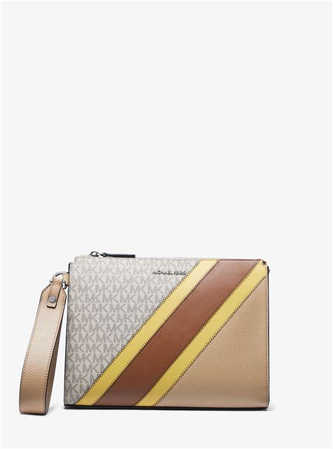 michael kors large wristlet stripe|michael kors wristlet outlet.